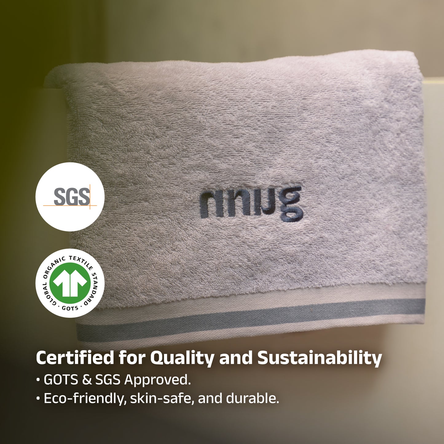 NNUG 100% Organic Cotton Towels - Urban Grey